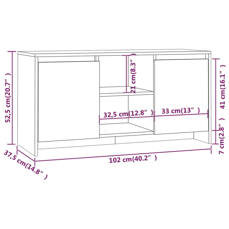 Tv-meubel 102x37,5x52,5 cm spaanplaat wit MeubelReus