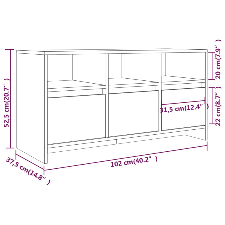Tv-meubel 102x37,5x52,5 cm spaanplaat betongrijs MeubelReus
