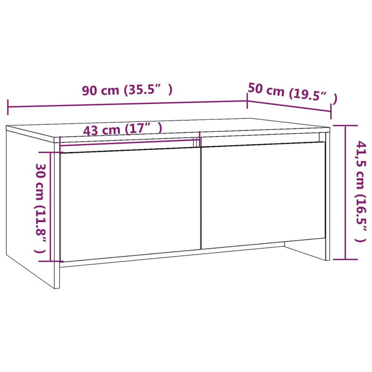 Salontafel 90x50x41,5 cm spaanplaat zwart MeubelReus