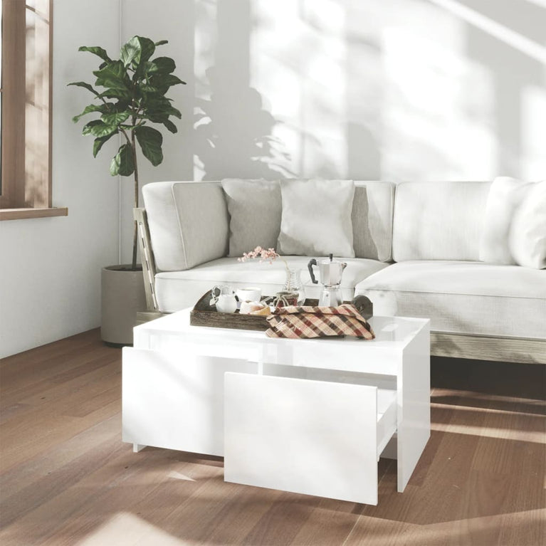 Salontafel 90x50x41,5 cm spaanplaat hoogglans wit MeubelReus