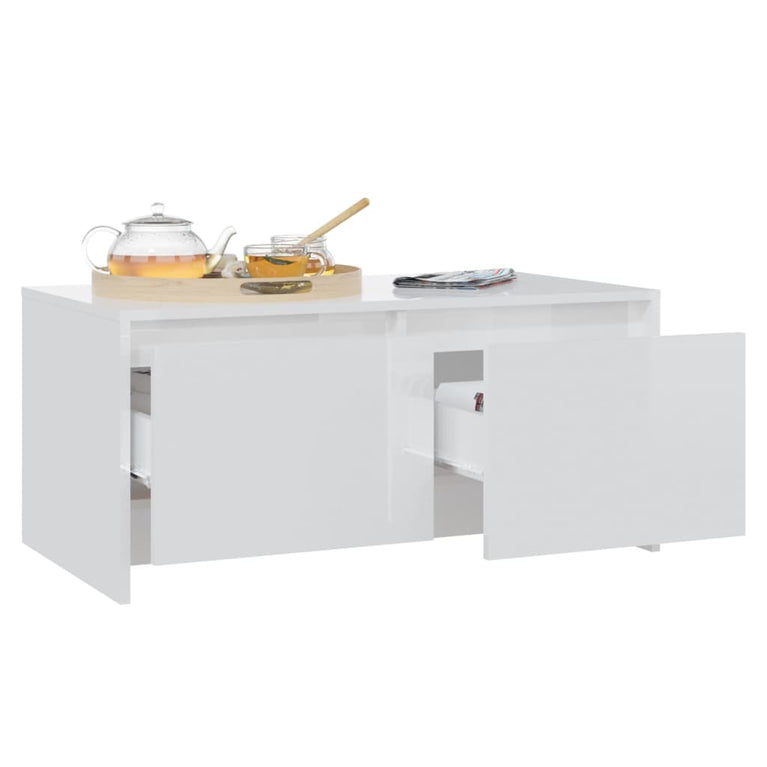 Salontafel 90x50x41,5 cm spaanplaat hoogglans wit MeubelReus