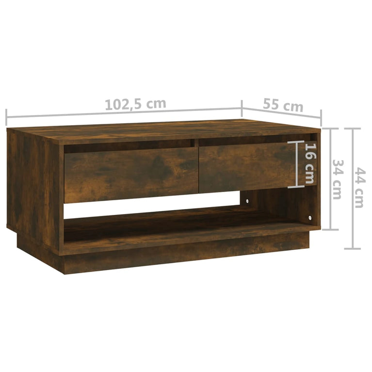Salontafel 102,5x55x44 cm spaanplaat gerookt eikenkleurig MeubelReus