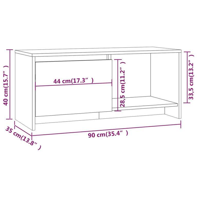 Tv-meubel 90x35x40 cm spaanplaat gerookt eikenkleurig MeubelReus