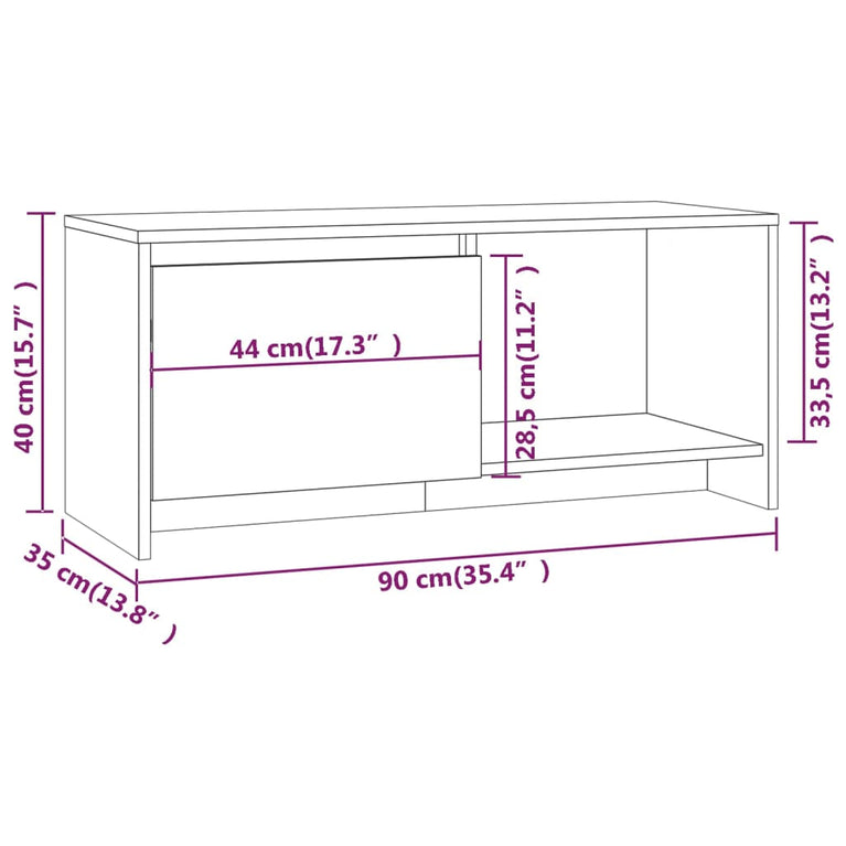 Tv-meubel 90x35x40 cm spaanplaat grijs sonoma eikenkleurig