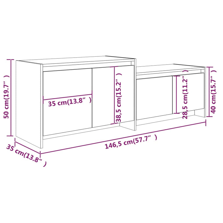 vidaL Tv-meubel 146,5x35x50 cm spaanplaat grijs sonoma eikenkleurig MeubelReus