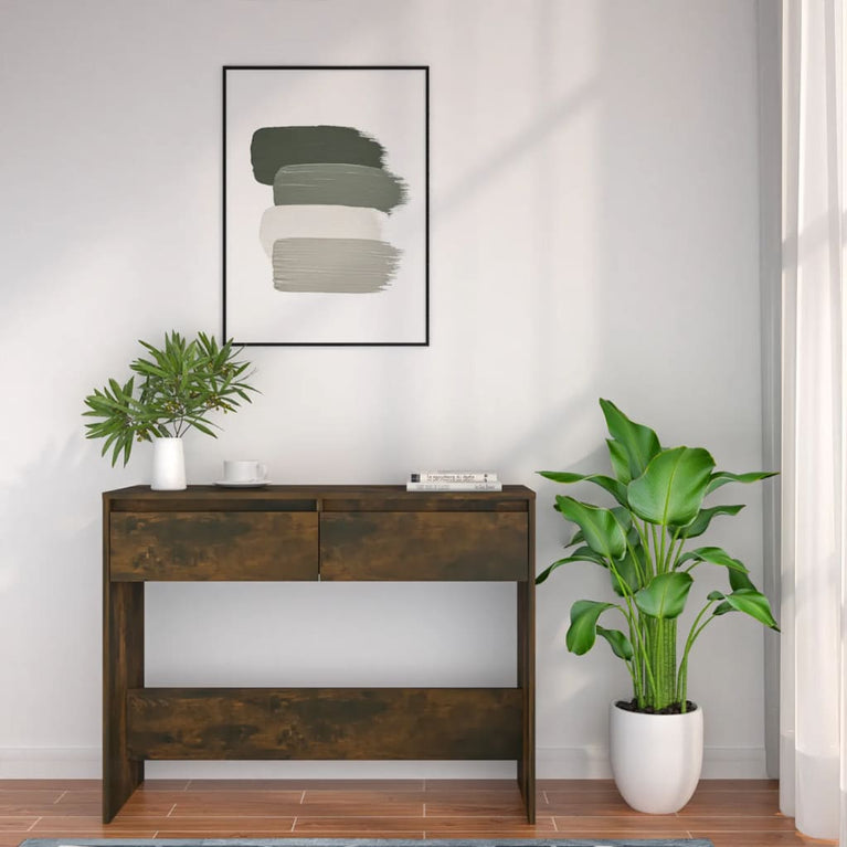 Wandtafel 100x35x76,5 cm spaanplaat gerookt eikenkleurig MeubelReus