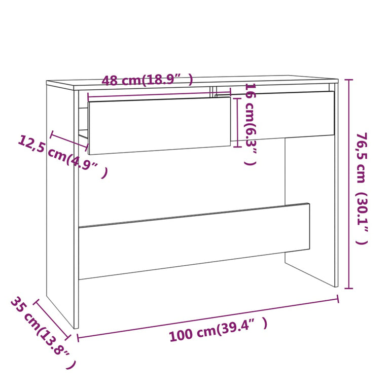 Wandtafel 100x35x76,5 cm spaanplaat grijs sonoma eikenkleurig MeubelReus