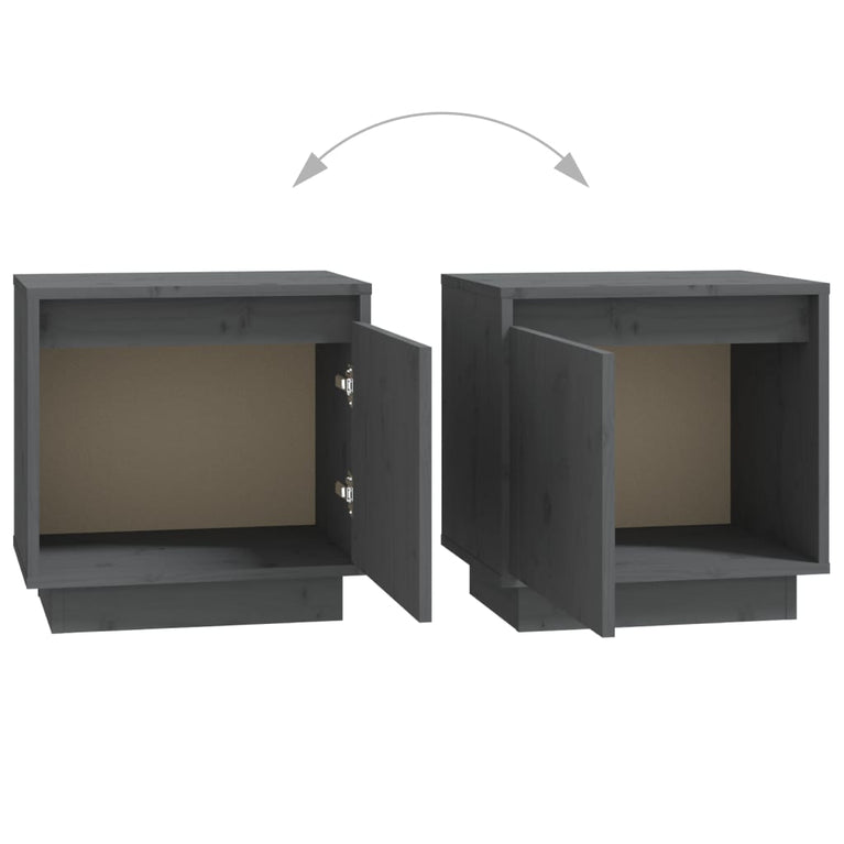 Nachtkastjes 2 st 40x30x40 cm massief grenenhout grijs MeubelReus