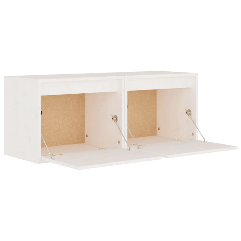Wandkasten 2 st 45x30x35 cm massief grenenhout wit MeubelReus