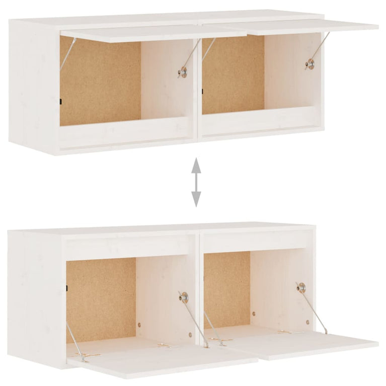 Wandkasten 2 st 45x30x35 cm massief grenenhout wit MeubelReus