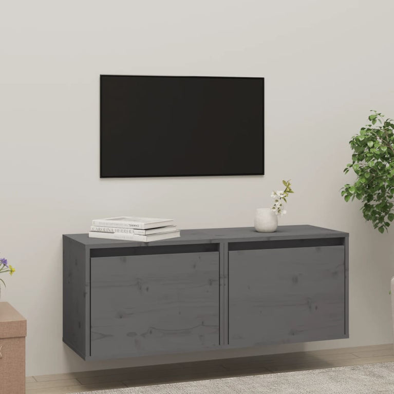 Wandkasten 2 st 45x30x35 cm massief grenenhout grijs MeubelReus
