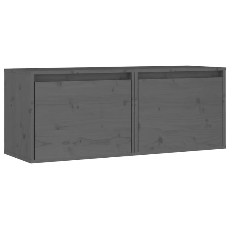 Wandkasten 2 st 45x30x35 cm massief grenenhout grijs MeubelReus