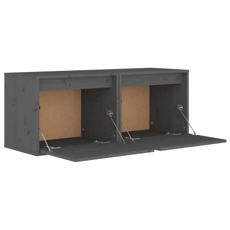Wandkasten 2 st 45x30x35 cm massief grenenhout grijs MeubelReus