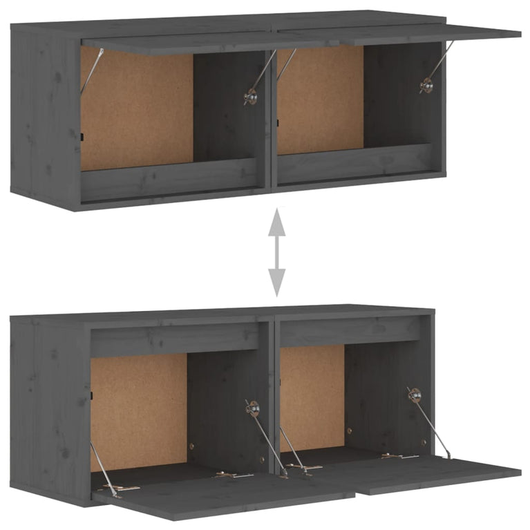 Wandkasten 2 st 45x30x35 cm massief grenenhout grijs MeubelReus
