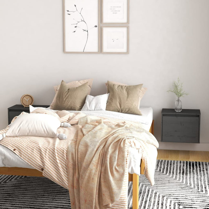 Wandkasten 2 st 45x30x35 cm massief grenenhout grijs MeubelReus