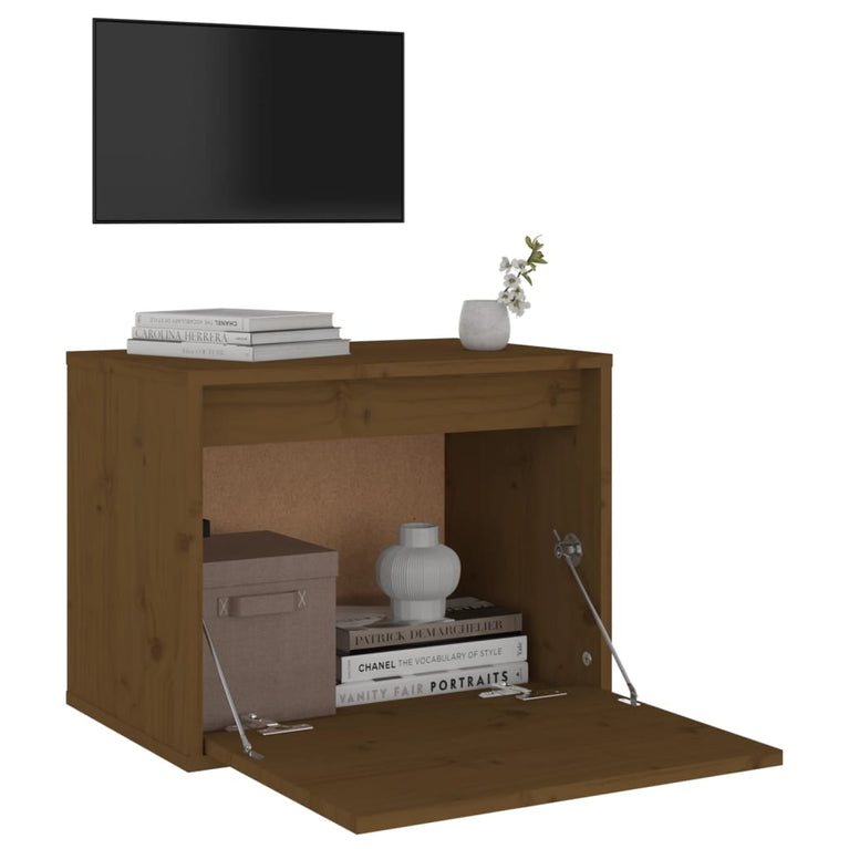 Wandkast 45x30x35 cm massief grenenhout honingbruin MeubelReus