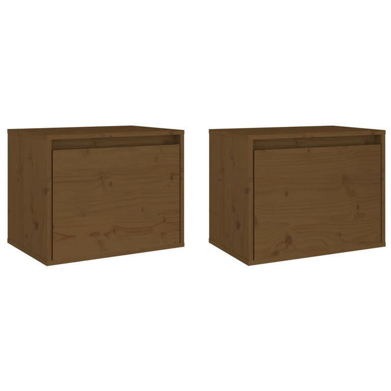 Wandkasten 2 st 45x30x35 cm massief grenenhout honingbruin MeubelReus