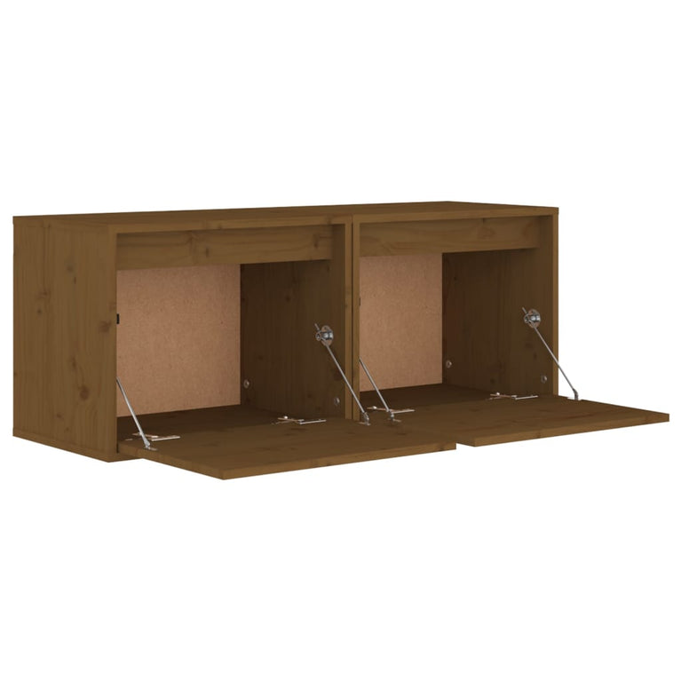 Wandkasten 2 st 45x30x35 cm massief grenenhout honingbruin MeubelReus