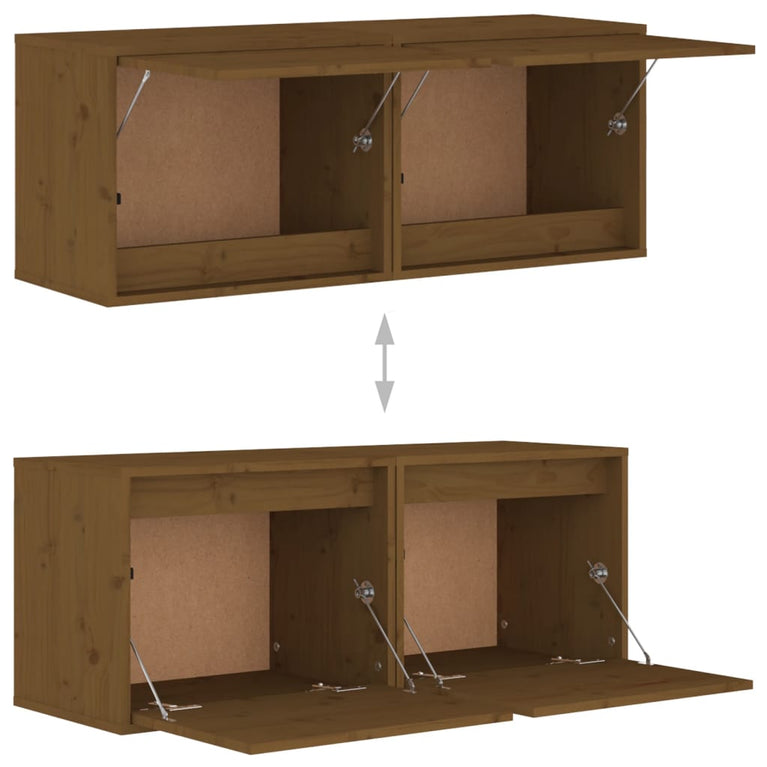 Wandkasten 2 st 45x30x35 cm massief grenenhout honingbruin MeubelReus