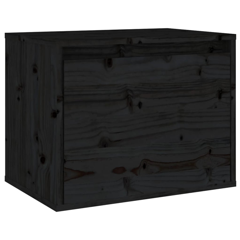 Wandkast 45x30x35 cm massief grenenhout zwart MeubelReus