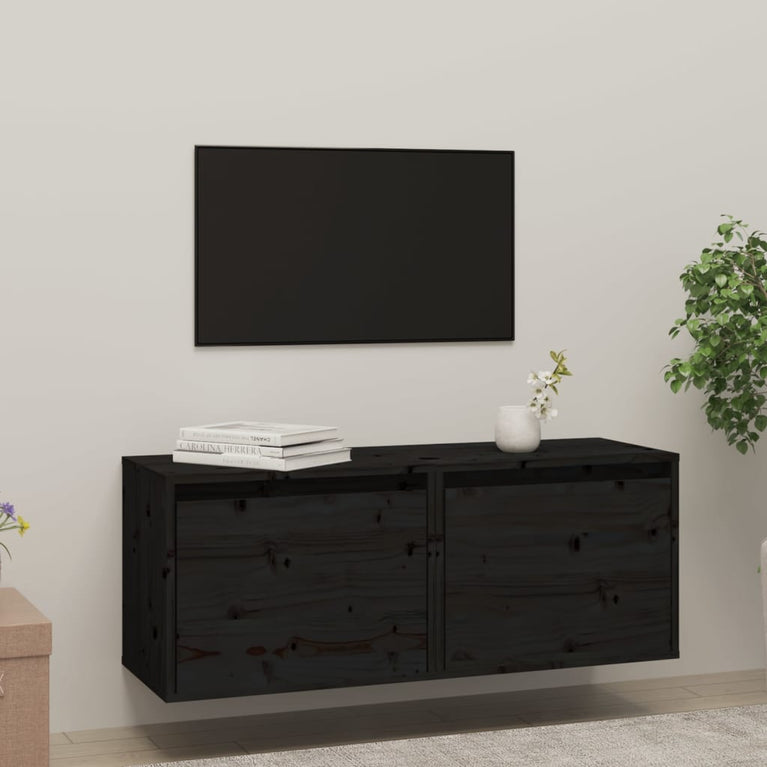 Wandkasten 2 st 45x30x35 cm massief grenenhout zwart MeubelReus
