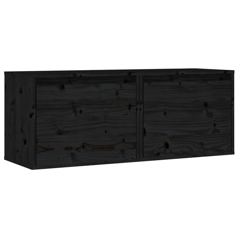 Wandkasten 2 st 45x30x35 cm massief grenenhout zwart MeubelReus