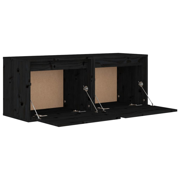 Wandkasten 2 st 45x30x35 cm massief grenenhout zwart MeubelReus
