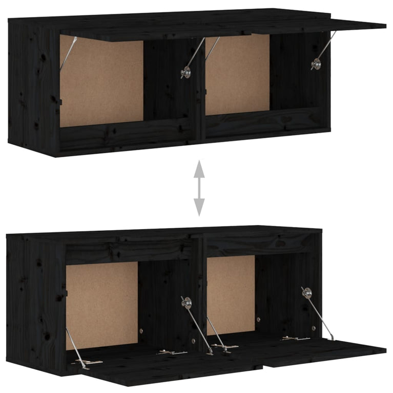 Wandkasten 2 st 45x30x35 cm massief grenenhout zwart MeubelReus