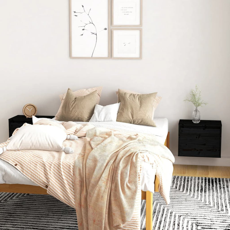 Wandkasten 2 st 45x30x35 cm massief grenenhout zwart MeubelReus