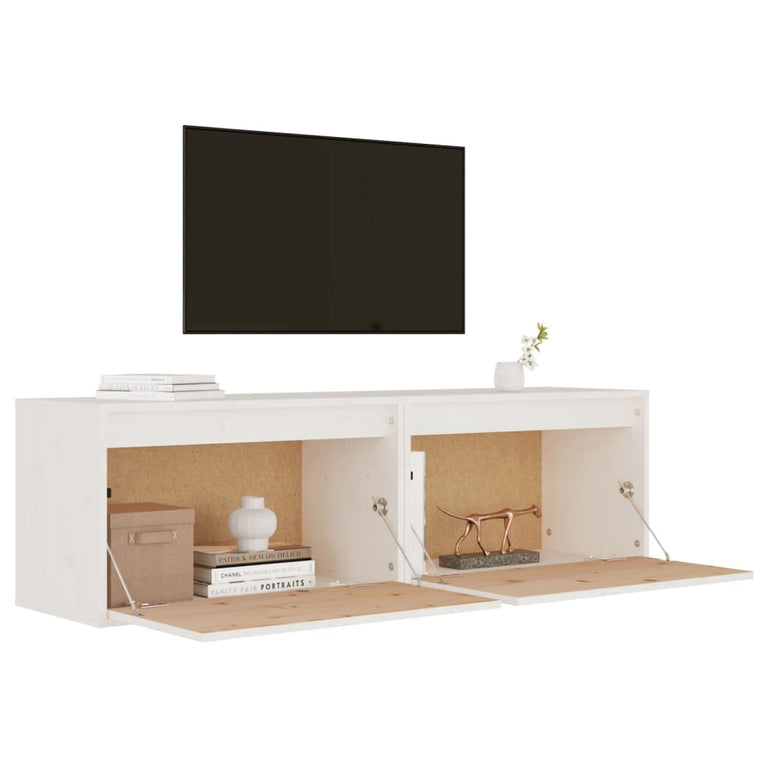 Wandkasten 2 st 60x30x35 cm massief grenenhout wit MeubelReus