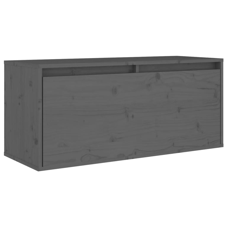 Wandkast 80x30x35 cm massief grenenhout grijs MeubelReus