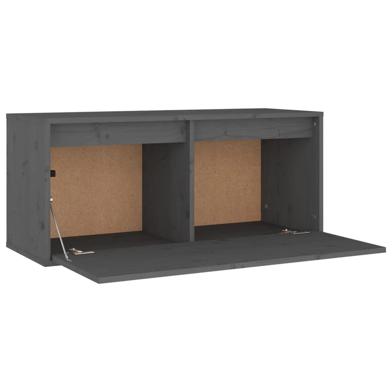 Wandkast 80x30x35 cm massief grenenhout grijs MeubelReus