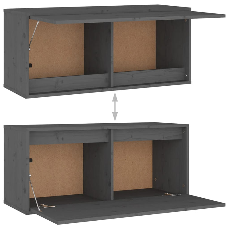 Wandkast 80x30x35 cm massief grenenhout grijs MeubelReus