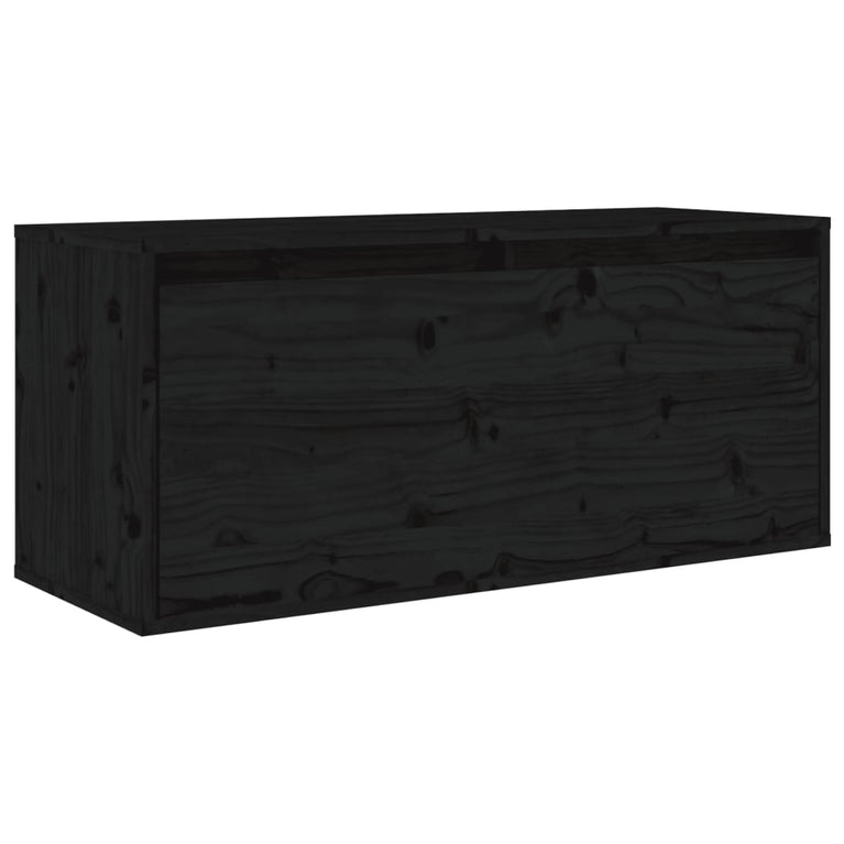 Wandkast 80x30x35 cm massief grenenhout zwart MeubelReus
