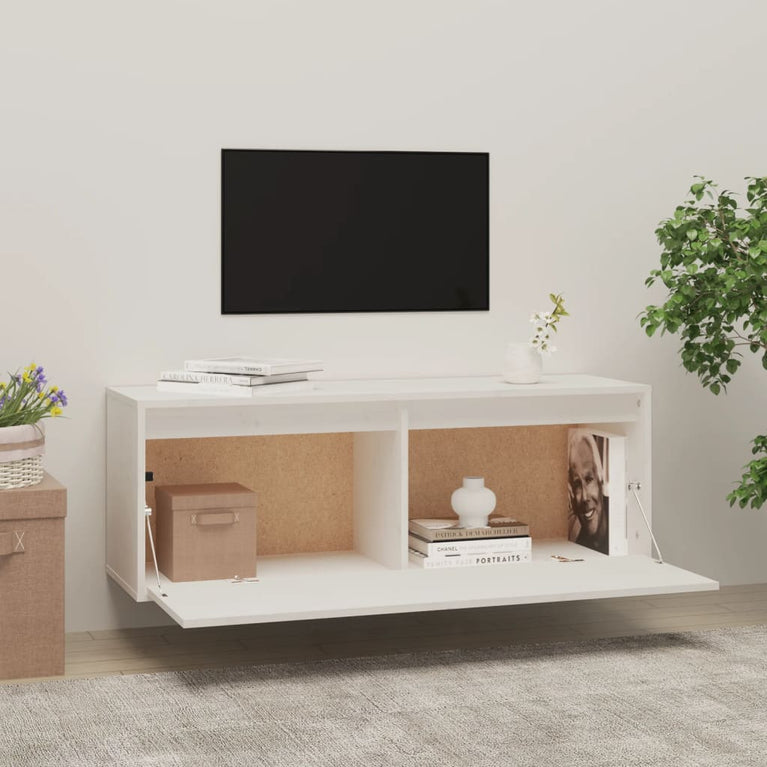 Wandkast 100x30x35 cm massief grenenhout wit MeubelReus