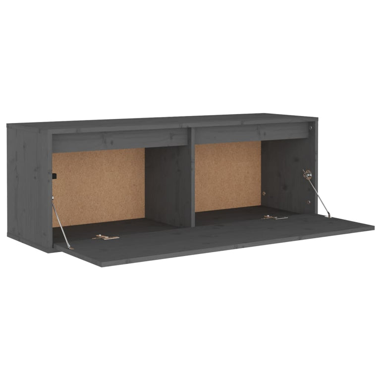 Wandkast 100x30x35 cm massief grenenhout grijs MeubelReus