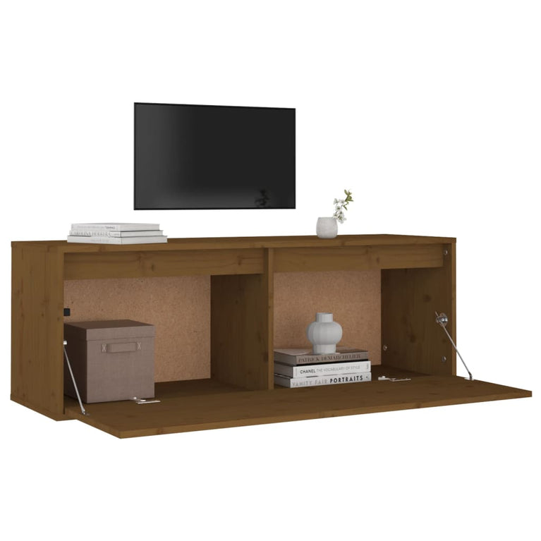 Wandkast 100x30x35 cm massief grenenhout honingbruin MeubelReus
