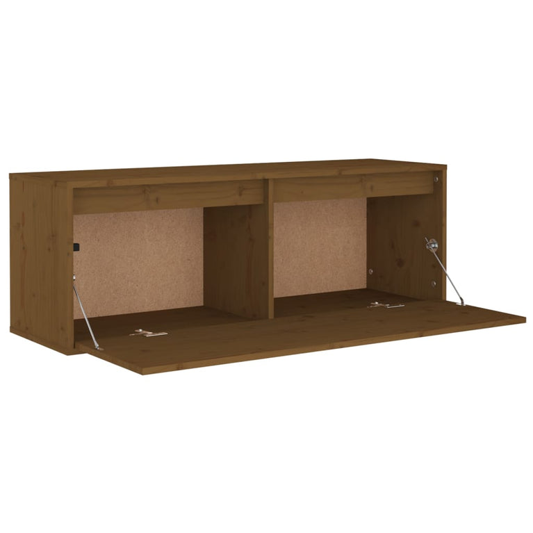 Wandkast 100x30x35 cm massief grenenhout honingbruin MeubelReus