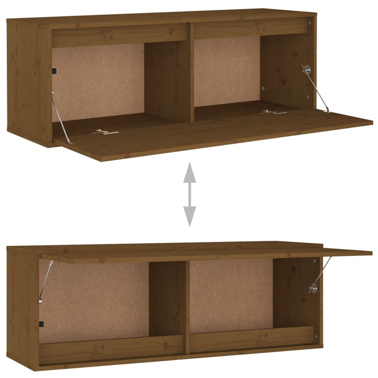 Wandkast 100x30x35 cm massief grenenhout honingbruin MeubelReus