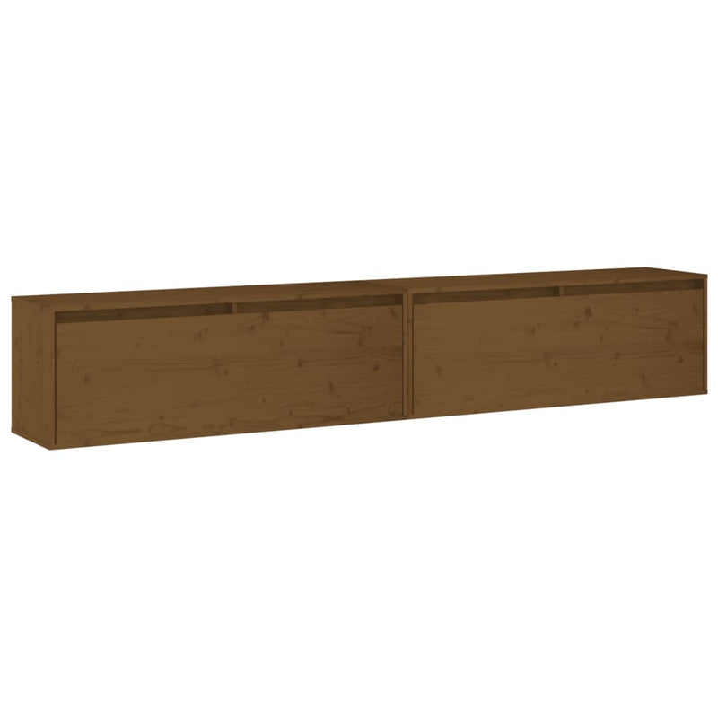 Wandkasten 2 st 100x30x35 cm massief grenenhout honingbruin MeubelReus