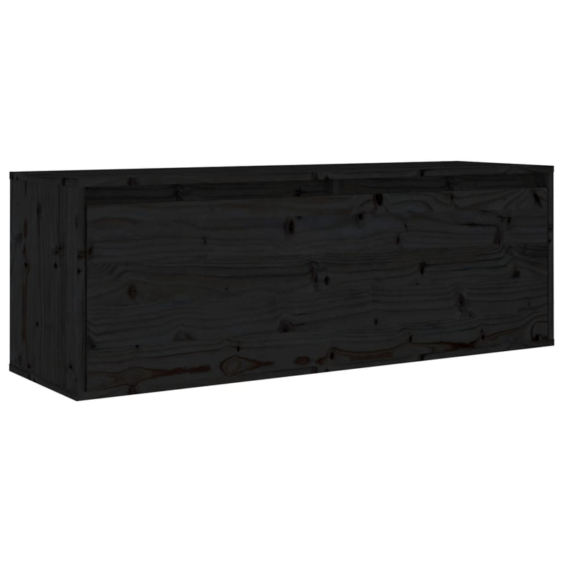 Wandkast 100x30x35 cm massief grenenhout zwart MeubelReus