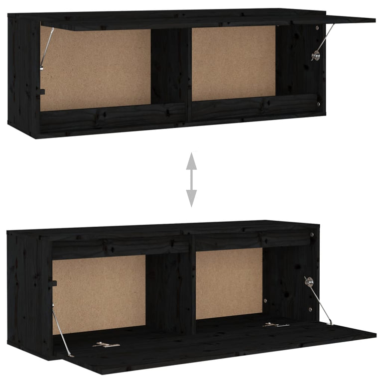 Wandkast 100x30x35 cm massief grenenhout zwart MeubelReus