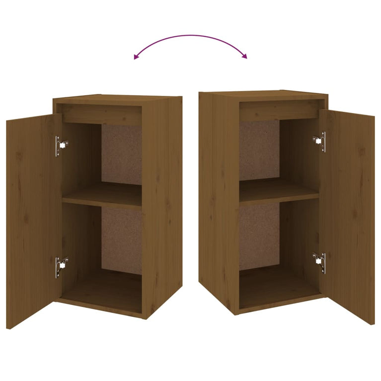 Wandkasten 2 st 30x30x60 cm massief grenenhout honingbruin MeubelReus