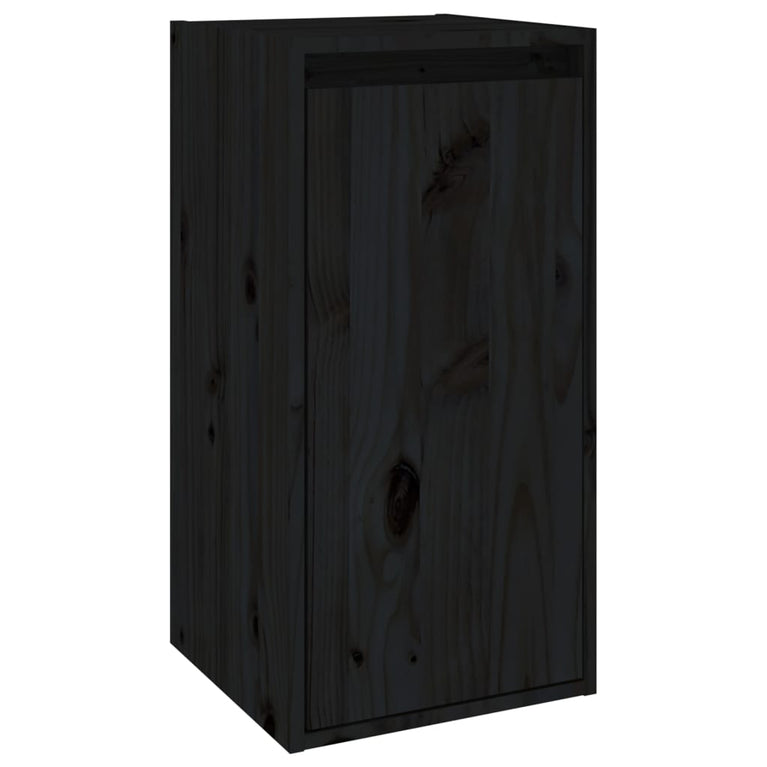 Wandkasten 2 st 30x30x60 cm massief grenenhout zwart MeubelReus