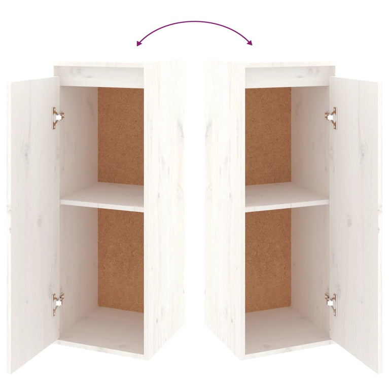 Wandkast 30x30x80 cm massief grenenhout wit MeubelReus