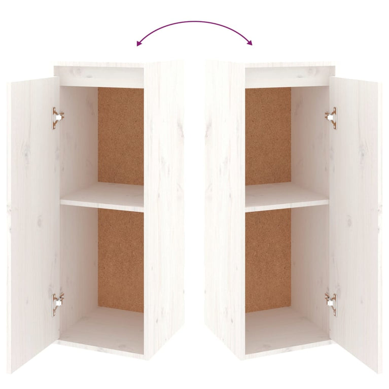 Wandkasten 2 st 30x30x80 cm massief grenenhout wit MeubelReus