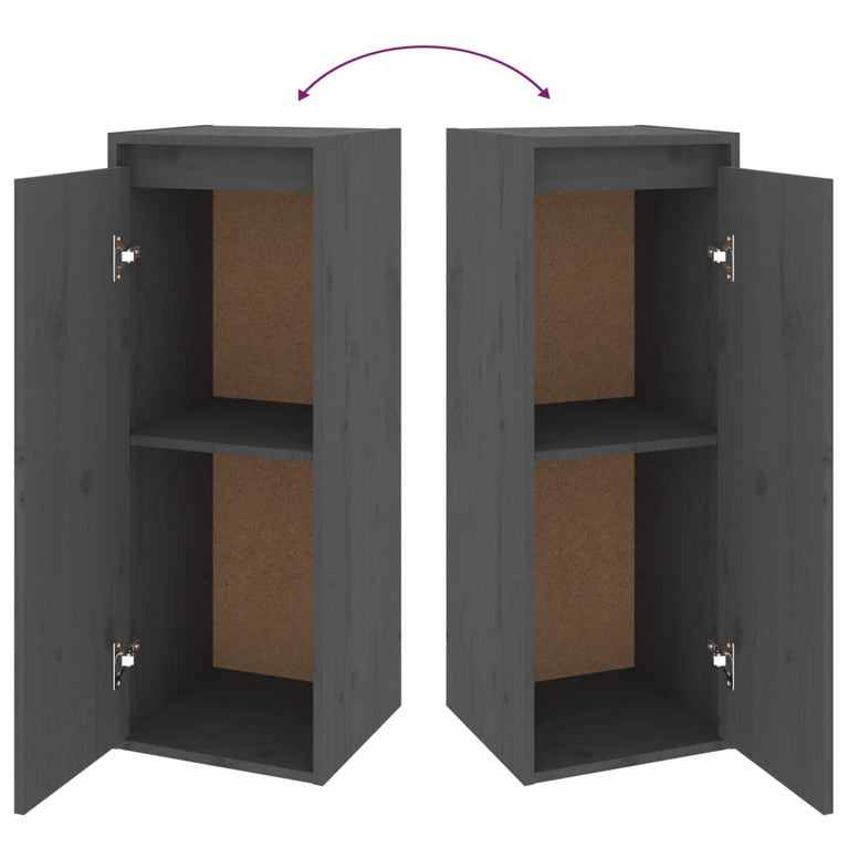 Wandkast 30x30x80 cm massief grenenhout grijs MeubelReus