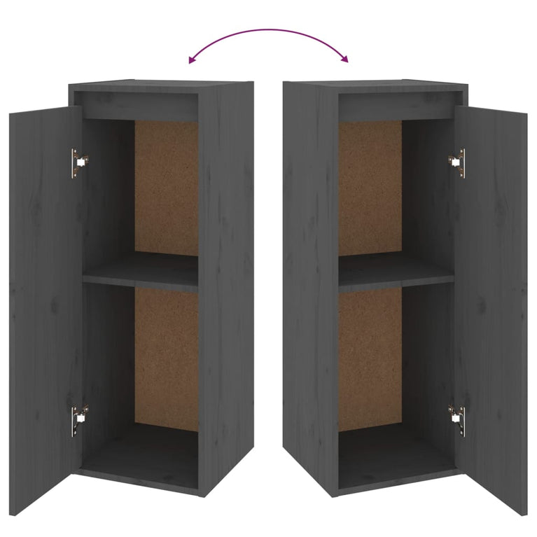 Wandkasten 2 st 30x30x80 cm massief grenenhout grijs MeubelReus