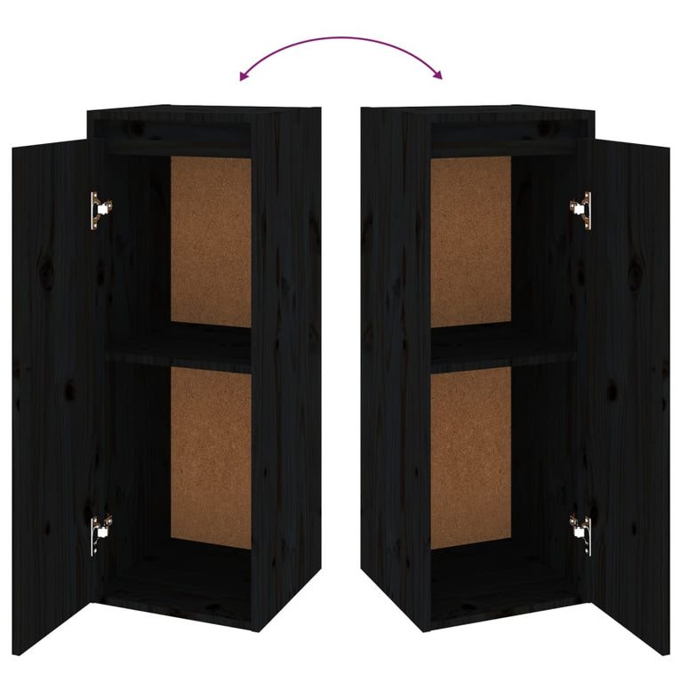 Wandkast 30x30x80 cm massief grenenhout zwart MeubelReus