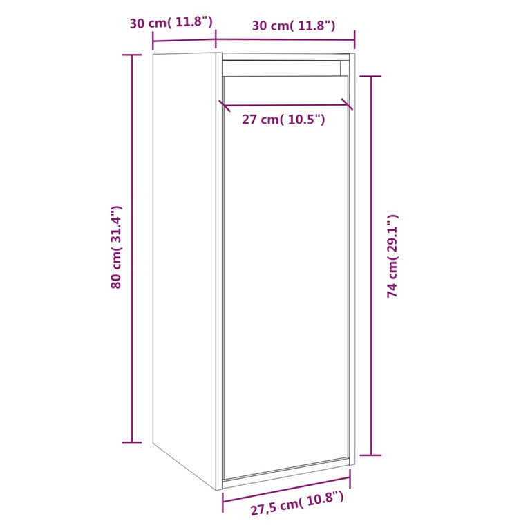 Wandkasten 2 st 30x30x80 cm massief grenenhout zwart MeubelReus